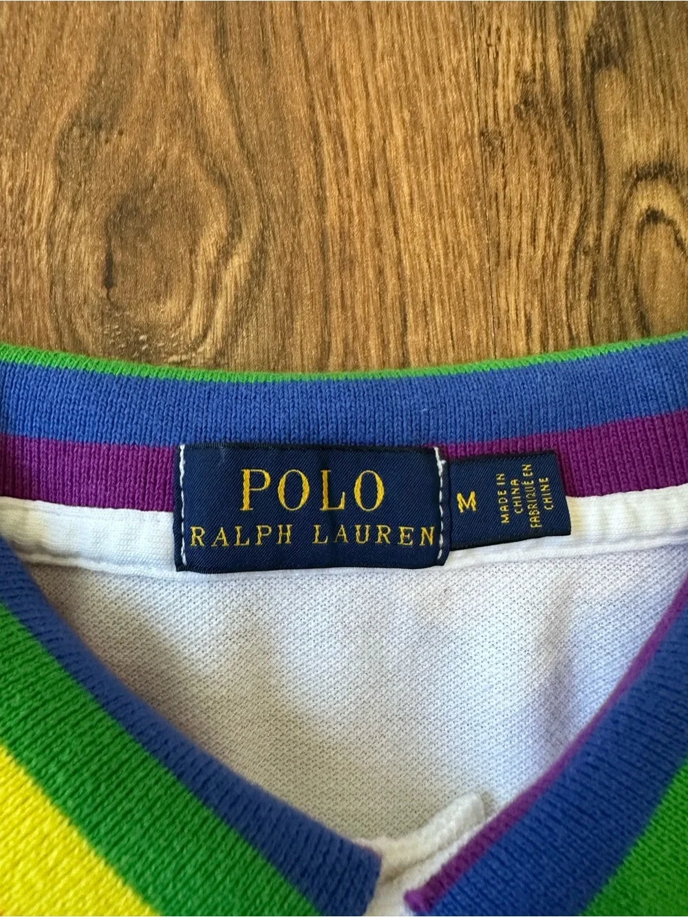 Polo Ralph Lauren Mens White Rainbow Pride Together Polo Shirt Medium preppy